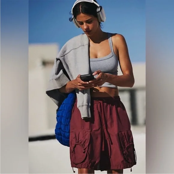 FP Movement by Free People Cargo Shorts in Burgundy - Picture 3 of 10